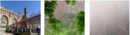 Static weather images (a) Sunny (b) Hazy and (c) Foggy.